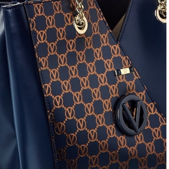 Valentino By Mario Valentino Sandrine Monogram Leather Shoulder Bag, Black - Picture 3 of 10